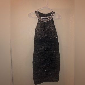 Sparkly Navy Form Fitting Dress with Jewled Halter Top